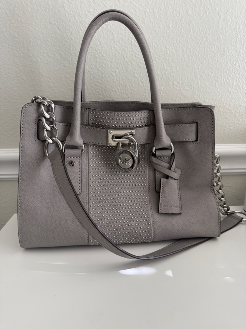 Michael Kors Gray/silver Studded Purse